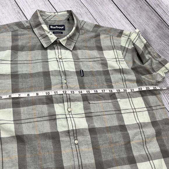 Barbour Button Up Mens Sz L Regular Fit Plaid Check Short Sleeve Shirt - Picture 5 of 7